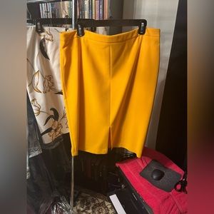 Ann Taylor size 14 front split bright intense yellow pencil skirt